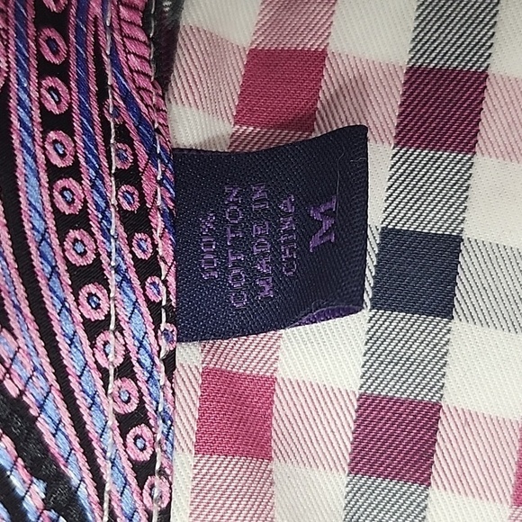 MICHELSON LONDON MENS BUTTON-DOWN PLAID WITH PAISLEY ACCENT CUFFS SIZE MEDIUM - Picture 7 of 11